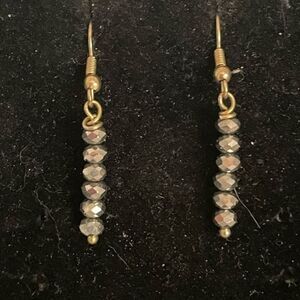 1.75” gold tone drop earrings w/6 silver tone beads dangle earrings on wires